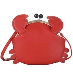 8 X PERSONALIZED CARTOON STYLE LADIES SHOULDER BAG, CRAB-SHAPED MESSENGER BAG, ANIMAL STYLE LADIES MESSENGER SHOULDER BAG, LADIES HANDBAG , RED  - TOTAL RRP £112: LOCATION - A