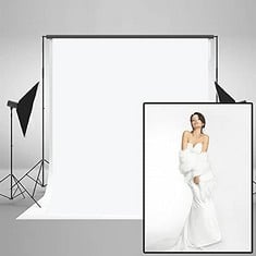 9 X KATE WHITE BACKDROP WHITE SCREEN BACKGROUND WHITE PHOTO BACKDROP CURTAIN WHITE BACKDROPS MICROFIBER FOR MUSLIN BACKDROP FOR VIDEO WHITE PHOTOSHOOT BACKDROP 1.5X2.2M/5X7FT - TOTAL RRP £108: LOCATI
