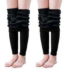 17 X GIRLS FLEECE LINED LEGGINGS COTTON THERMAL TROUSERS WINTER STRETCH HIGH WAIST CHILDREN DAILY SCHOOL CASUAL SOLID PANTS FOR KIDS 3-12 YEARS - PACK OF 2 BLACK - TOTAL RRP £141: LOCATION - A