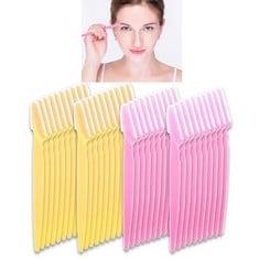 27 X 40 PCS EYEBROW RAZOR LUCKY EYEBROW TRIMMER SHAVER FACIAL FACE HAIR REMOVER EXFOLIATING DERMAPLANING TOOL KIT STAINLESS STEEL BLADES WITH CAP EYEBROW SHAPER FOR WOMEN MEN MAKEUP , PINK YELLOW  -