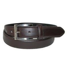 14 X CTM MEN'S LEATHER 1 1/8 INCH BASIC DRESS BELT WITH SILVER BUCKLE, 34, BROWN - TOTAL RRP £99: LOCATION - A