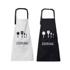 QUANTITY OF ASSORTED ITEMS TO INCLUDE 2 PIECE APRONS, KITCHEN APRONS, BBQ APRONS, COOKING APRONS WITH POCKETS, ADJUSTABLE CHEF APRONS, WATERPROOF BIB APRONS, MEN'S WOMEN'S KITCHEN RESTAURANT CAFE APR