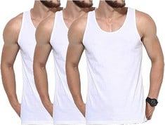 14 X COSHAL® MEN'S COTTON VESTS TANK TOPS WHITE SLEEVELESS PLAIN UNDERSHIRTS OUTDOOR BREATHABLE SLIM FIT SUMMER TOP VEST EVERYDAY ATHLETIC WEAR, EASY FIT DRY-FIT WORKOUT SHIRTS WHITE , PACK 3  SIZE X