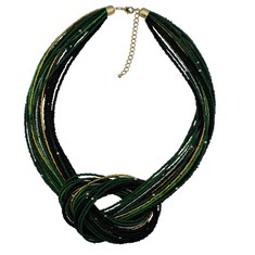 QUANTITY OF ASSORTED ITEMS TO INCLUDE BOCAR SEED BEADS MULTILAYER CHUNKY BIB STATEMENT KNOT NECKLACE , NK-10316-DEEP GREEN - TOTAL RRP £250: LOCATION - C RACK