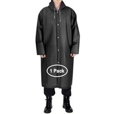 49 X LYSHION PORTABLE CLEAR TRANSPARENT RAINCOAT PONCHO WITH HOOD AND SLEEVES REUSABLE RAINWEAR FOR ADULT , 1-PACK BLACK  - TOTAL RRP £407: LOCATION - C RACK