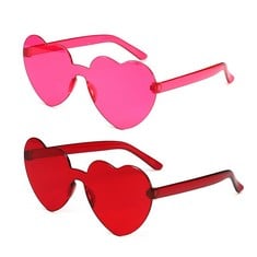 QUANTITY OF ASSORTED ITEMS TO INCLUDE BOFUNX 2PCS HEART SHAPED RIMLESS GLASSES CANDY COLORS FRAMELESS GLASSES FOR HIPPIE FANCY DRESS ACCESSORY VALENTINE'S DAY PARTY DECORATION- TOTAL RRP £254: LOCATI