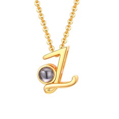 QUANTITY OF ASSORTED ITEMS TO INCLUDE U7 MAJUSCULE/CAPITAL CURLICUE LETTER Z PENDANT NECKLACE & ROLO CHAIN, NANOMETER MICROSCOPIC CARVINGS, 100 LANGUAGES I LOVE YOU, 18K GOLD PLATED WOMEN JEWELRY ALP