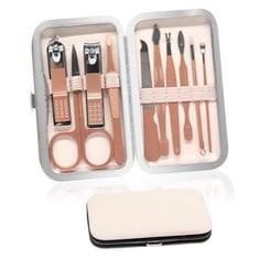 31 X MANICURE SET FOR WOMEN MEN, 10 PCS NAIL CLIPPER KIT PROFESSIONAL STAINLESS STEEL PEDICURE SET NAIL CARE TOOLS NAIL SCISSORS CUTICLE REMOVER GROOMING KIT WITH LEATHER CASE FOR GIFT TRAVEL HOME -