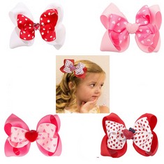 QUANTITY OF ASSORTED ITEMS TO INCLUDE 4 PCS VALENTINES BOWS CLIPS PINK BOW HAIR CLIPS DOUBLE LAYER HAIR CLIPS BOWS ALLIGATOR CLIPS FOR GIRL WOMAN KID- TOTAL RRP £260: LOCATION - E RACK