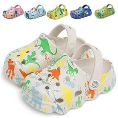 8 X KIDS CLOGS TODDLER GARDEN SHOES BOYS GIRLS SANDALS NON SLIP LIGHTWEIGHT DINOSAUR MULES SHOES FOR BEACH POOL SHOWER SLIPPERS GREY UK 10/10.5 - TOTAL RRP £93: LOCATION - A RACK