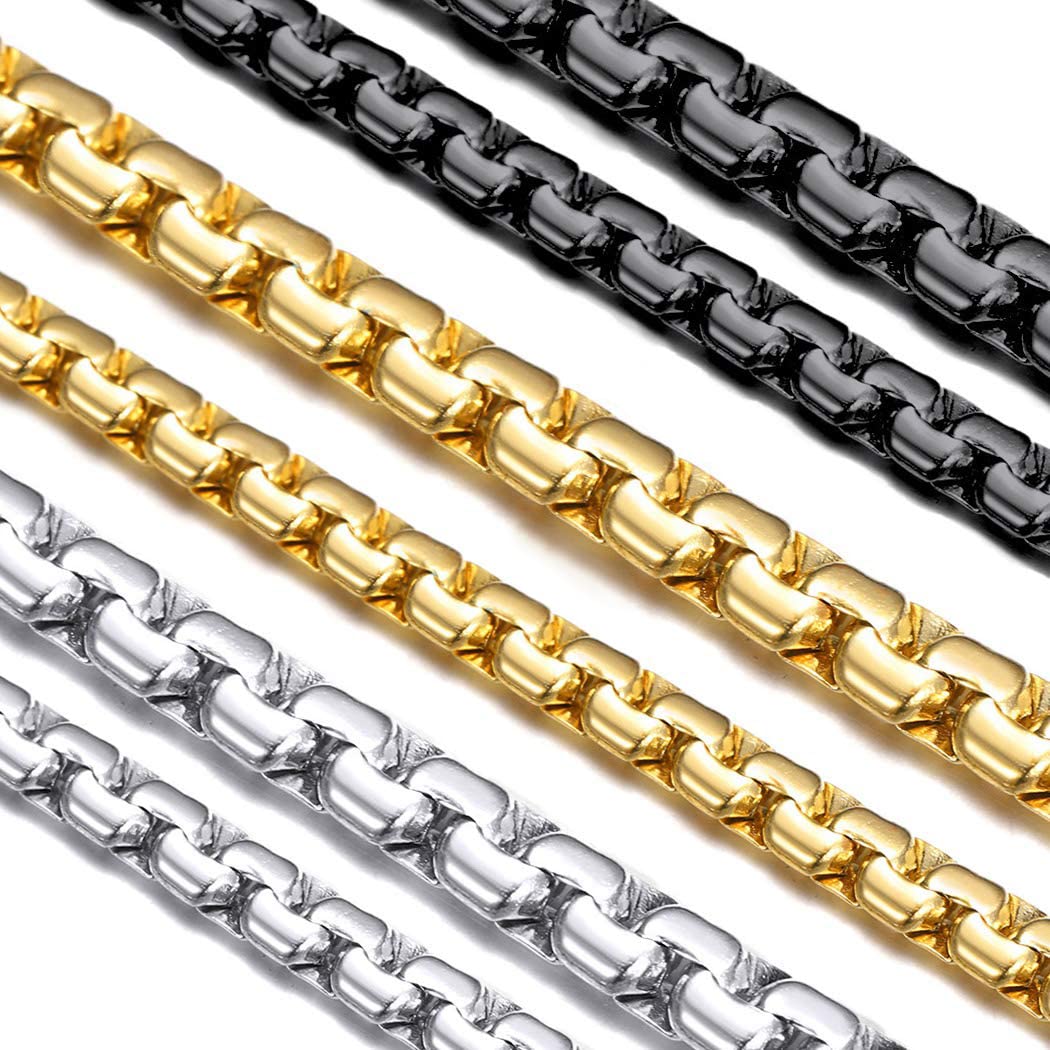 32 X SUPLIGHT GOLD CHAIN NECKLACE 6MM BOX CHAIN RAPPER JEWELRY NECKLESS FOR MEN, WOMEN GIFT. - TOTAL RRP £342: LOCATION - A RACK