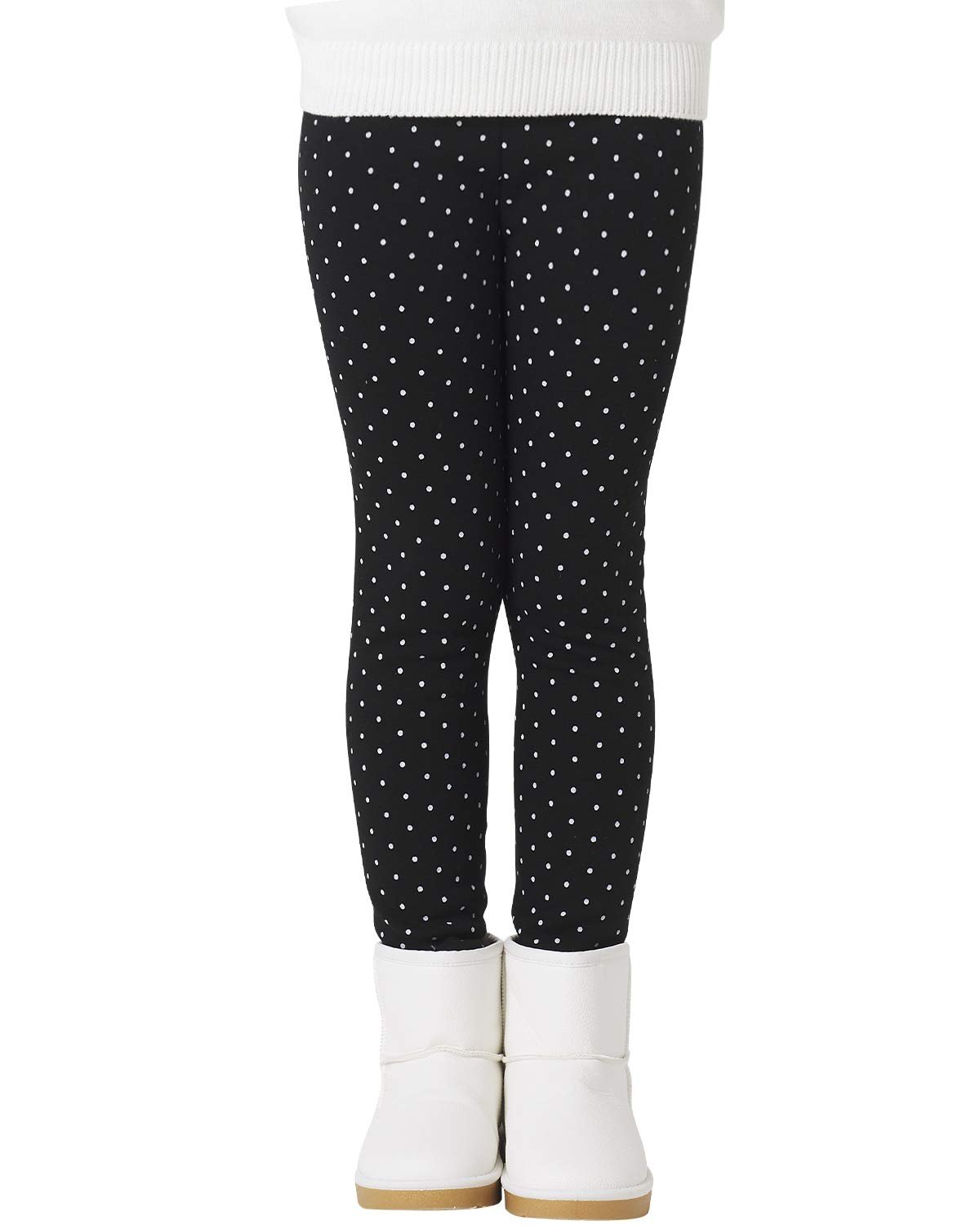 20 X ADOREL GIRLS THERMAL WINTER LEGGINGS FLEECE LINED WARM COTTON TROUSERS BLACK WITH WHITE DOTS 8-9 YEARS (MANUFACTURER SIZE: 150) - TOTAL RRP £218: LOCATION - A RACK