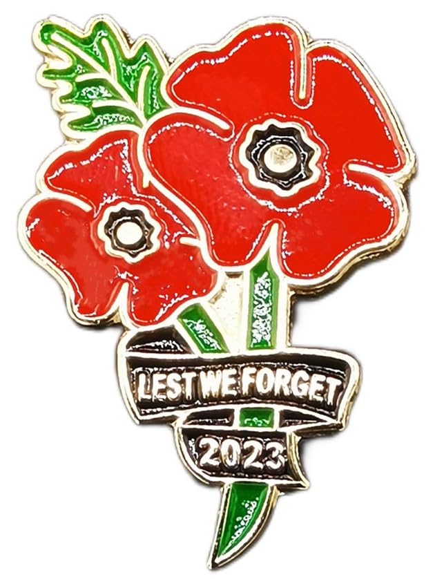 QUANTITY OF ITEMS TO INCLUDE  POPPY BADGES AND PINS 2024 REMEMBRANCE DAY LEST WE FORGET LAPEL PIN BROOCH DECORATIONS GIFTS MEMORABILIA (1) - TOTAL RRP £124: LOCATION - B RACK