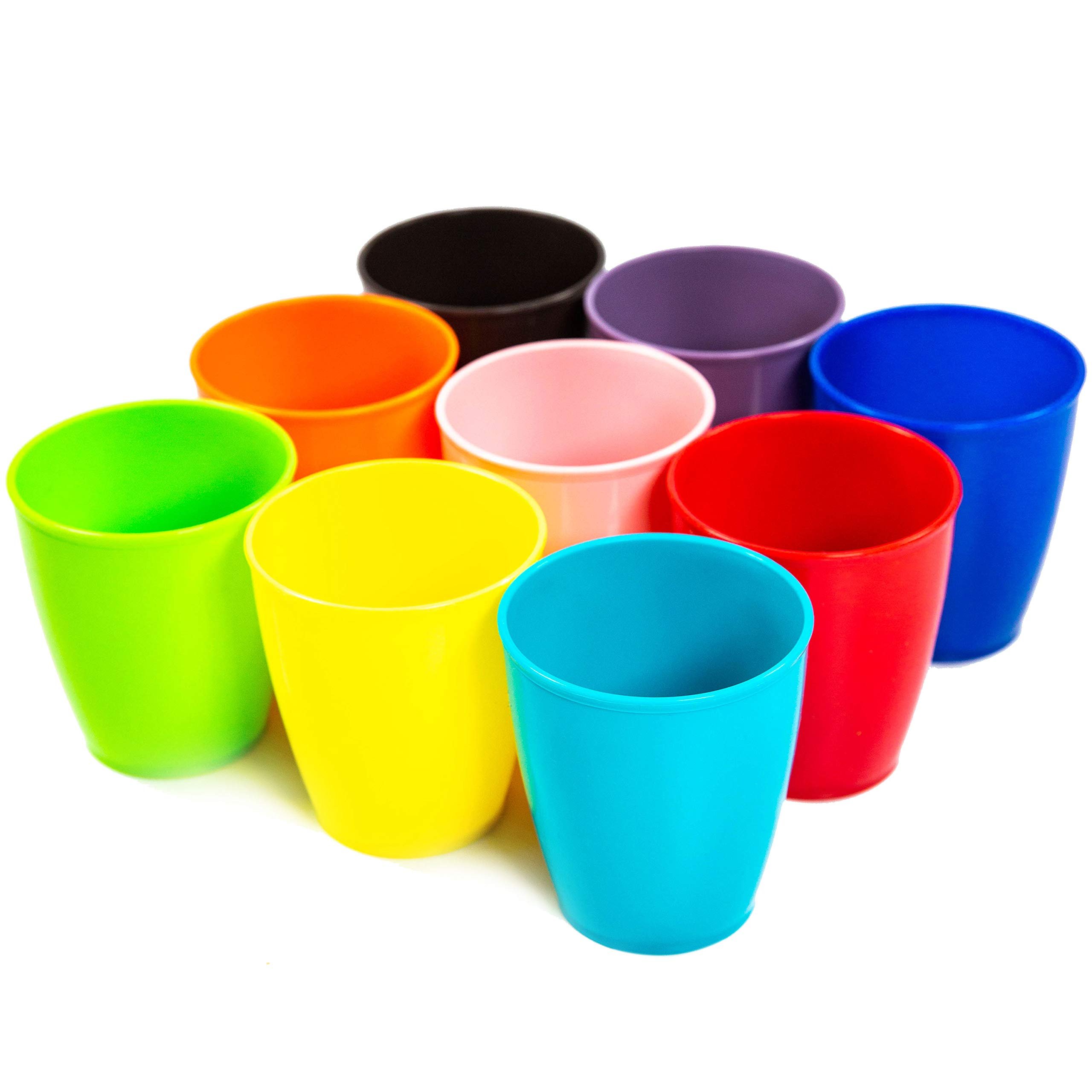10 X YOUNGEVER 9 PACK RE-USABLE 250ML KIDS CUPS, KIDS PLASTIC CUPS, KIDS DRINKING CUPS, TODDLER CUPS IN 9 ASSORTED COLORS (RAINBOW) - TOTAL RRP £116: LOCATION - B RACK