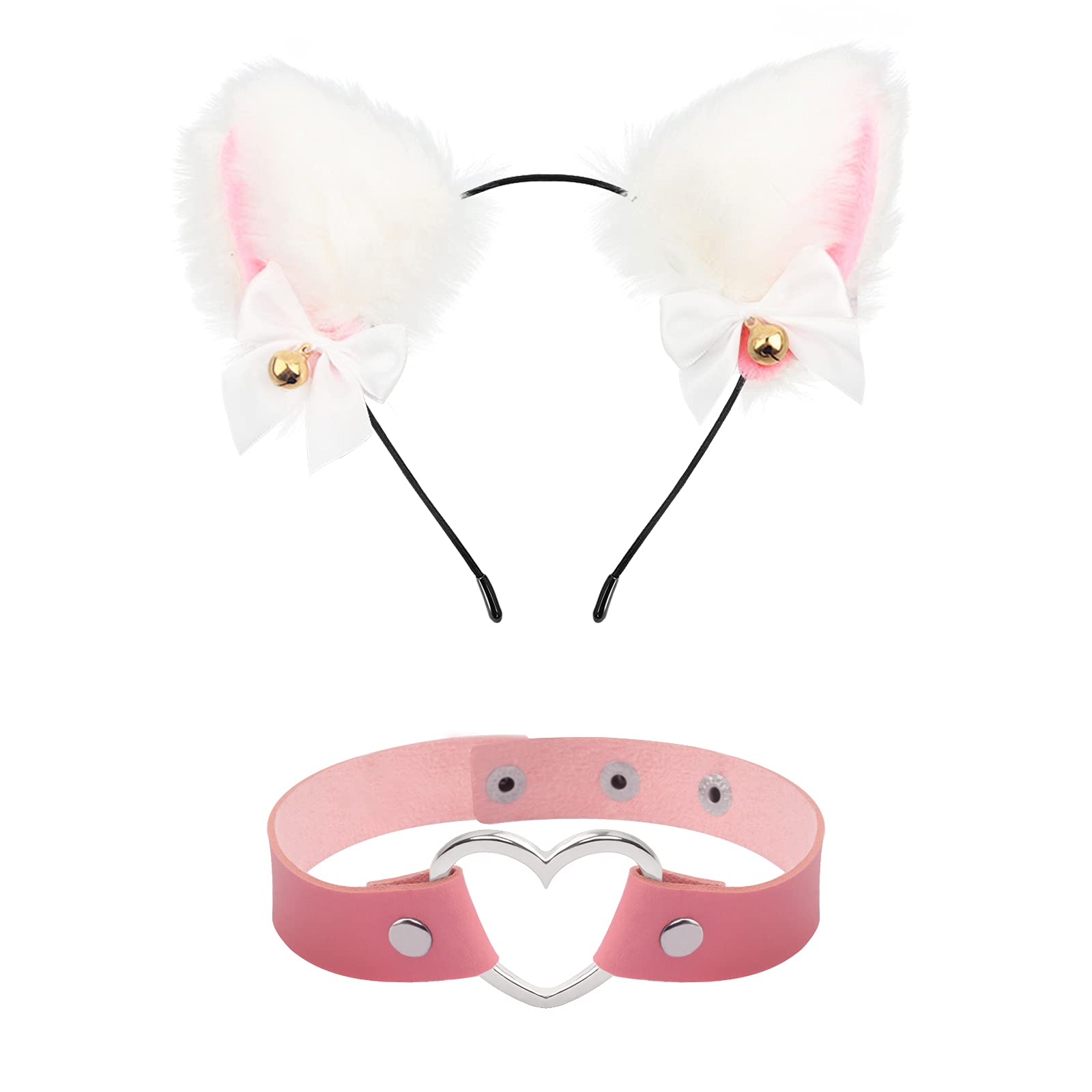 24 X  CAT EARS HEADBAND, CAT EARS HAIR HOOP AND PUNK FASHION CHOKER, CUTE CAT EARS HAIR BAND WITH BELL FOR WOMEN GIRLS CAT COSPLAY FANCY DRESS PARTY - TOTAL RRP £96: LOCATION - B RACK