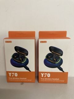 2 X NEW TREND Y70 TRUE WIRELESS HEADSETS