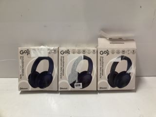 3 X GOJI ACTIVE NOISE CANCELLING WIRELESS HEADPHONES