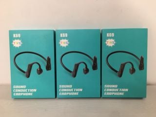 3 X TWS K69 SOUND CONDUCTION EARPHONES