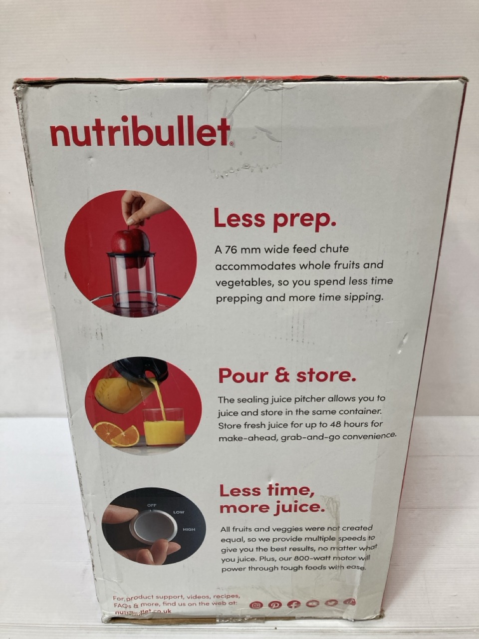 John Pye Auctions A NUTRIBULLET JUICER, 800 WATTS, 1.5L PULP BASIN
