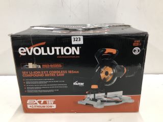 EVOLUTION 18V LI-ION EXT CORDLESS 185MM COMPOUND MITRE SAW (+18 REQUIRED)