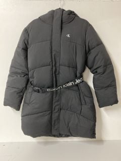 CALVIN KLEIN JEANS PADDED BELTED COAT L