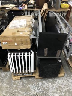 PALLET OF ASSORTED ITEMS INC TWO TIER SHOE CABINET