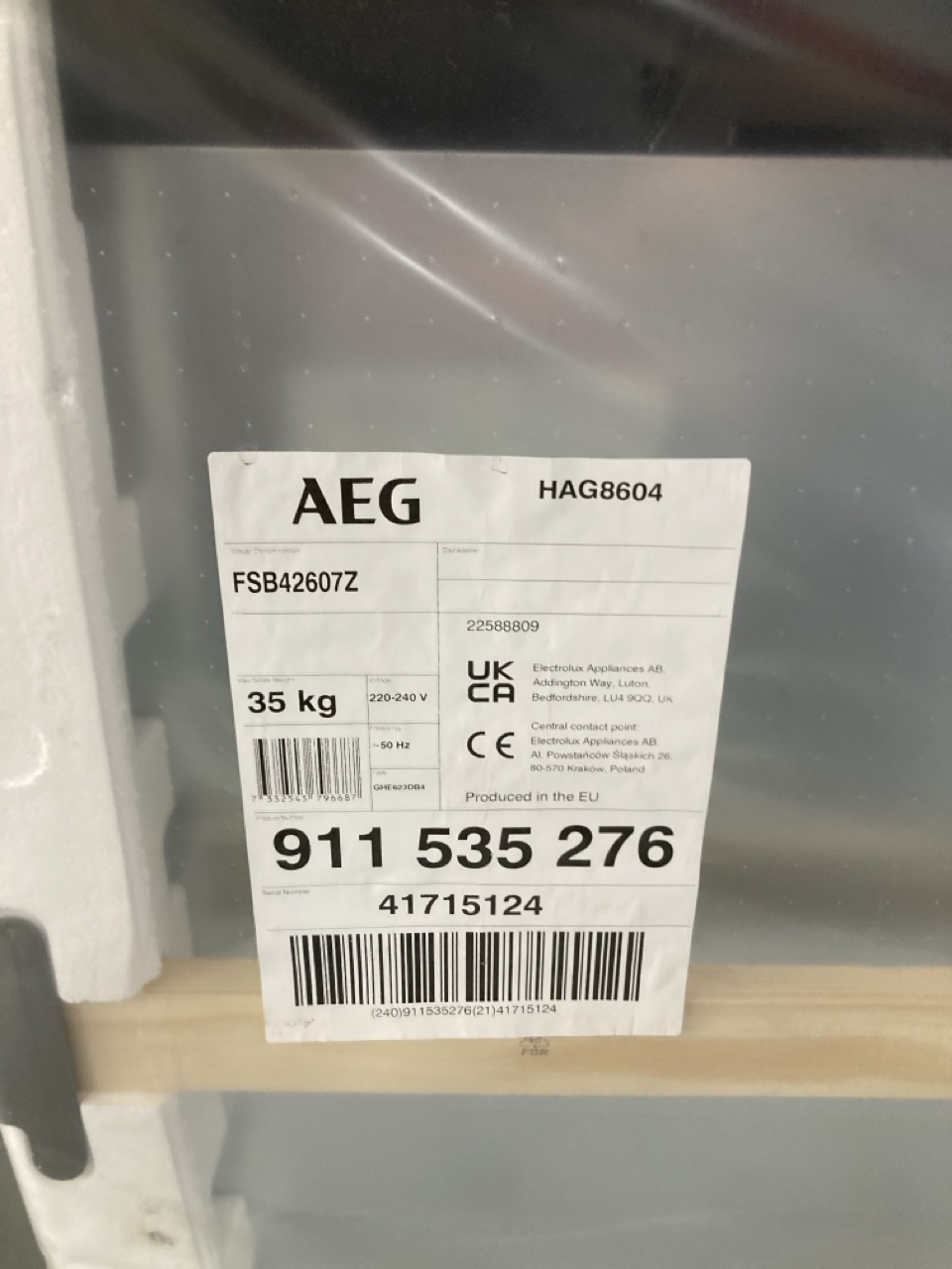 John Pye Auctions AEG INTEGRATED DISHWASHER MODEL FSB42607Z