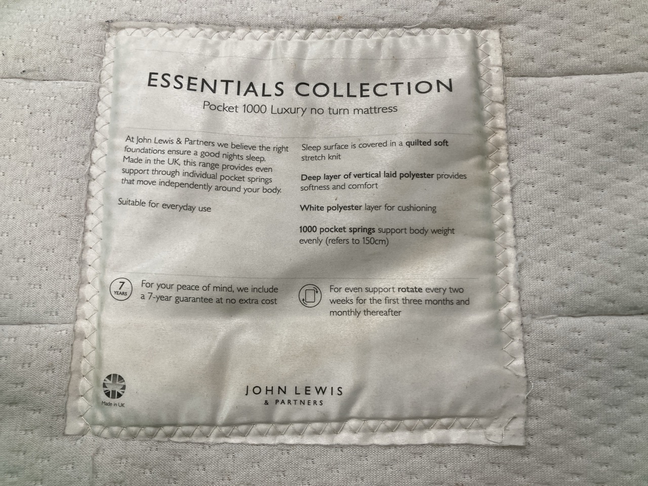 John Pye Auctions JOHN LEWIS ESSENTIALS COLLECTION POCKET 1000 LUXURY
