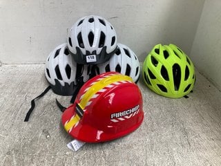5 X SPORT HELMETS TO INCLUDE WHITE IN MEDIUM SIZE 54 - 58CM: LOCATION - J 8