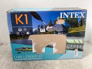 INTEX CHALLENGER K1 INFLATABLE 1 PERSON KAYAK CANOE WITH ALUMINIUM OARS - RRP: £ 250.00: LOCATION - H 14