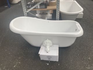 1510 X 720MM TRADITIONAL ROLL TOPPED SINGLE ENDED SLIPPER STYLE BATH WITH A SET OF WHITE CLAW & BALL FEET - RRP £949: LOCATION - B4