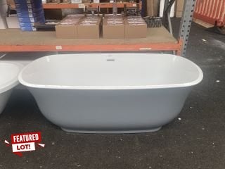 1700 X 770MM MODERN TWIN SKINNED DOUBLE ENDED FREESTANDING BATH IN GREY WITH CHROME INTEGRAL CHROME SPRUNG WASTE & OVERFLOW - RRP £1475: LOCATION - B1