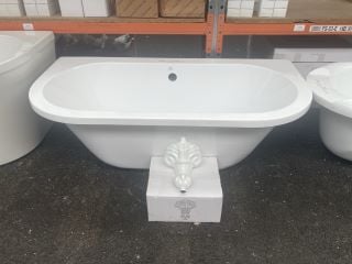 1500 X 740MM TRADITIONAL DOUBLE ENDED D-SHAPED FREESTANDING BATH WITH A SET OF WHITE CLAW & BALL FEET - RRP £939: LOCATION - B1