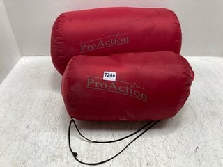 2 X PRO-ACTION SLEEPING BAGS IN RED: LOCATION - C11