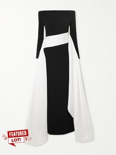 SOLACE LONDON IRMA MAXI DRESS IN BLACK/CREAM - UK 14 - RRP £570.00: LOCATION - BOOTH