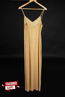 SELF-PORTRAIT RHINESTONE HOTFIX MESH SHORTER MAXI DRESS IN YELLOW - UK 12 - RRP £450.00: LOCATION - BOOTH