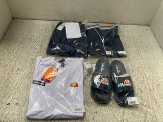 QTY OF ASSORTED CLOTHING TO INCLUDE ELLESSE TORTORE SHORTS IN NAVY - UK SMALL & ELLESSE FLORAN T-SHIRT IN WHITE - UK MEDIUM: LOCATION - WA1