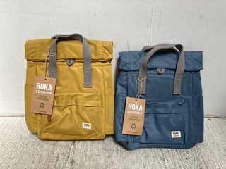 2 X ROKA LONDON BAGS IN COLOURS CORN AND AIRFORCE: LOCATION - C16