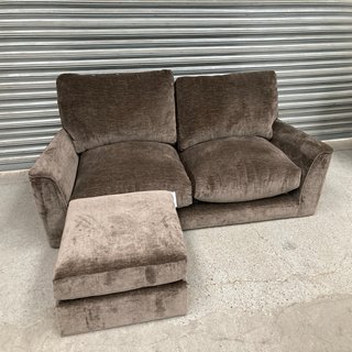 ASTRID FABRIC 4 SEATER SOFA IN BROWN TO INCLUDE MATCHING ASTRID FOOTSTOOL - COMBINED RRP £1498: LOCATION - B0