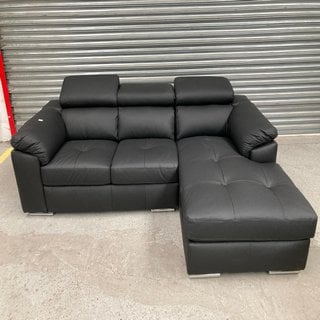 BRADY PREMIUM LEATHER 3 SEATER RIGHT HAND CHAISE SOFA IN BLACK - RRP £1399: LOCATION - B0