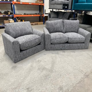 ARLO 2 SEATER FABRIC SOFA IN GREY TO INCLUDE ARLO SNUGGLER CHAIR IN GREY - COMBINED RRP £1,900: LOCATION - B0