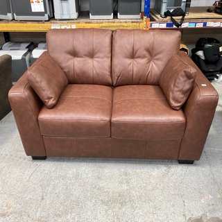 ARDEN LEATHER 3 SEATER SOFA IN BROWN - RRP £1,399: LOCATION - B1