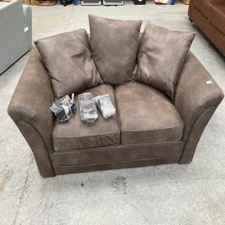 DURY LEATHER LOOK 2 SEATER SOFA IN BROWN - RRP £499: LOCATION - B1