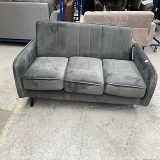 JENNIFER FABRIC COMPACT 3 SEATER SOFA IN GREY - RRP £349: LOCATION - B1