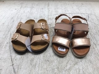 2 X ASSORTED WOMENS BUCKLED SANDALS IN ROSE GOLD AND NUDE SIZE: 38 EU: LOCATION - A10