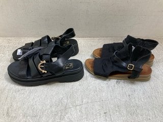 2 X ASSORTED WOMENS SHOES TO INCLUDE MODA IN PELLE LEATHER BUCKLED SANDALS IN BLACK SIZE: 38 EU: LOCATION - A11