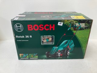 BOSCH ROTAK 36R CORDED LAWNMOWER - RRP £139.99: LOCATION - WHITE BOOTH