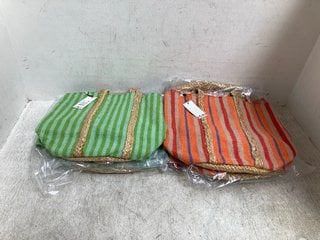 2 X PACKS OF ICHI ASSORTMENT WOVEN SHOULDER BAGS IN GREEN AND ORANGE: LOCATION - B16