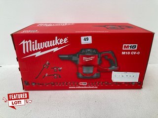 MILWAUKEE M18 COMPACT HANDHELD VACUUM CLEANER MODEL: CV-0 RRP - £104.99: LOCATION - WHITE BOOTH