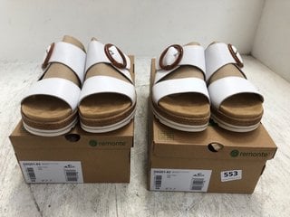 2 X REMONTE BUCKLED LEATHER SANDALS IN WHITE SIZE: 6: LOCATION - B12